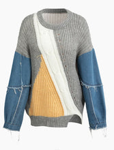 Load image into Gallery viewer, Denim Combo Colorblock  Sweater
