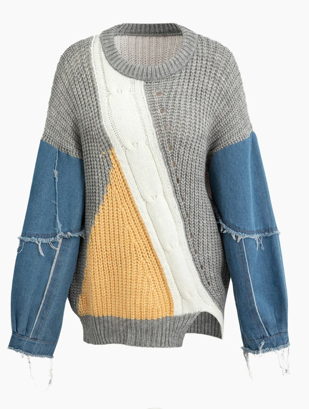 Denim Combo Colorblock  Sweater